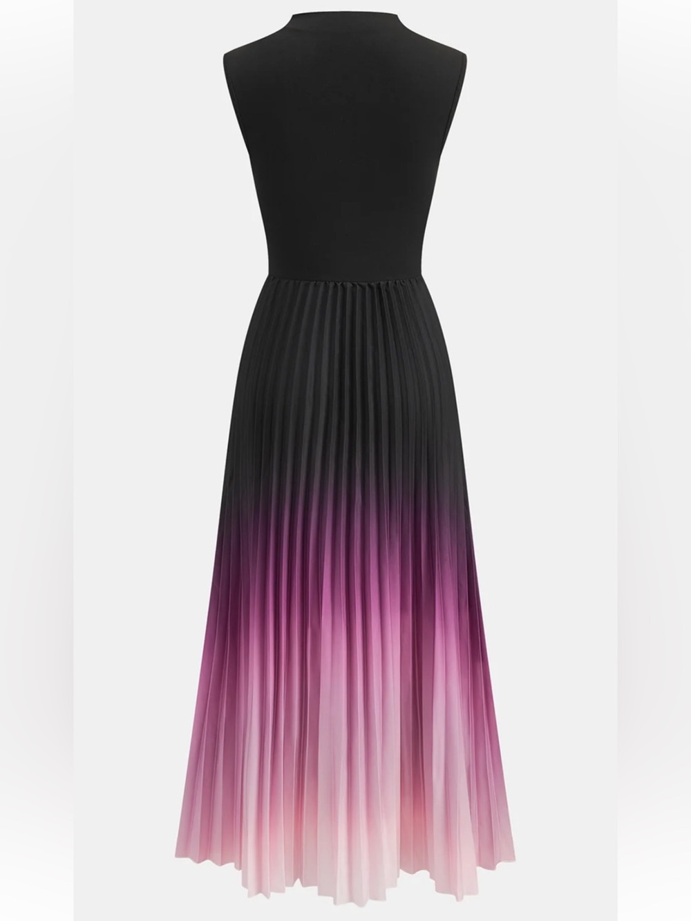 Commense Sleeveless Pleated Gradient Midi Dress